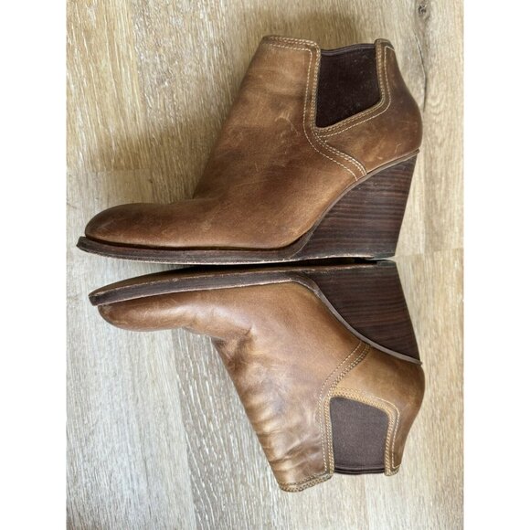 Cole Haan Womens Balthasar Wedge Ankle Boots Chestnut Leather Size 9 Rustic Boho - Picture 6 of 10
